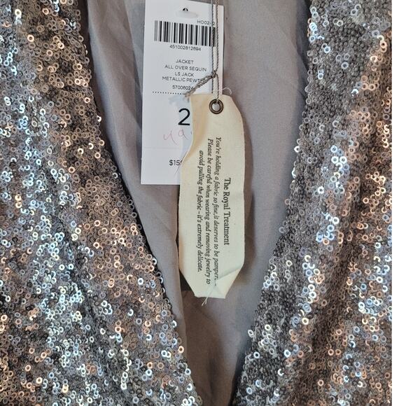 Chico’s Metallic Pewter Sequin Blazer Jacket NWT Size 2 Evening Sparkle - Picture 10 of 10